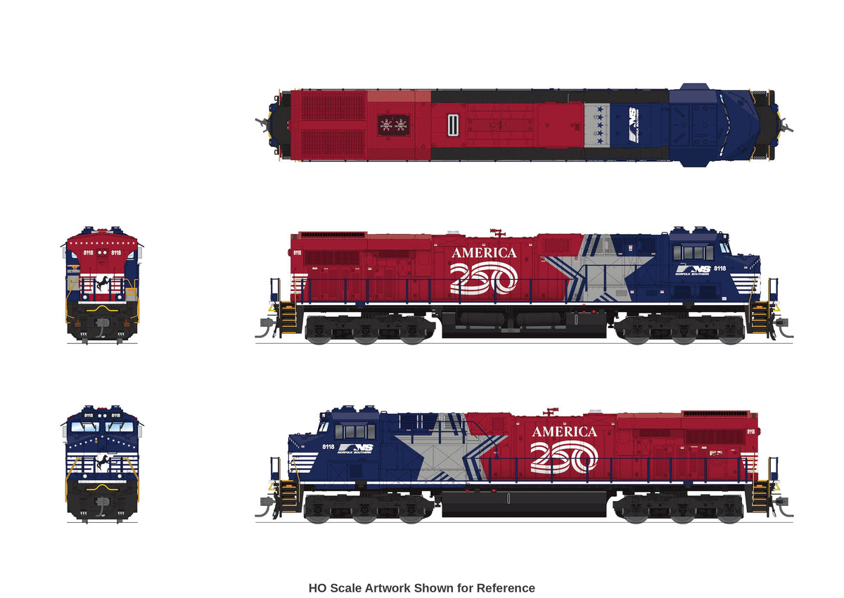 Broadway Limited Imports 10876 N GE ES44AC, Norfolk Southern #8118 "The Stars & Stripes" America250 Series, Paragon4 Sound/DC/DCC