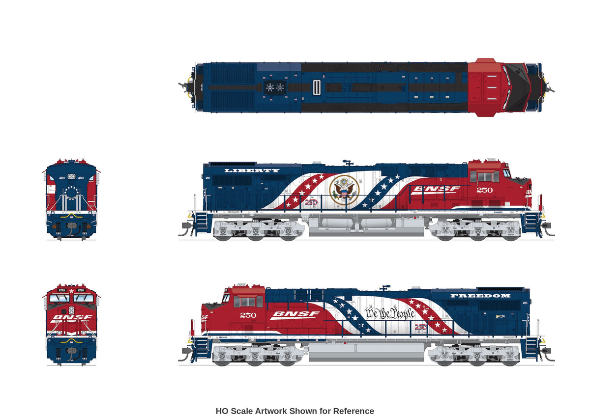 Broadway Limited Imports 10879 N GE ES44AC, BNSF #250 America250 Series, No-Sound / DCC-Ready