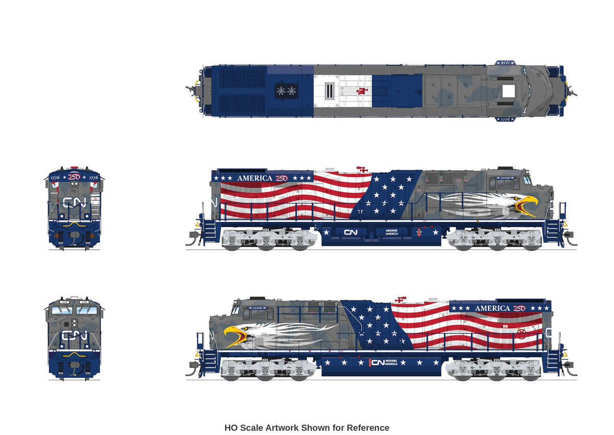 Broadway Limited Imports 10884 N GE ES44AC, Canadian National #1776 "Screaming Eagle" America250 Series, Paragon4 Sound/DC/DCC