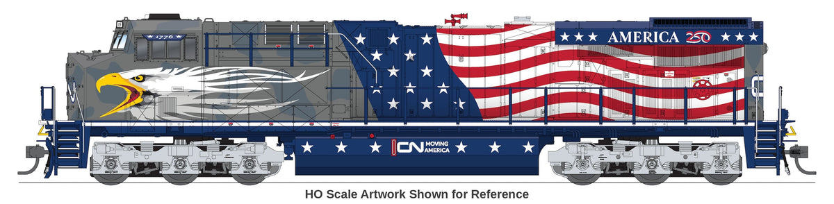 Broadway Limited Imports 10885 N GE ES44AC, Canadian National #1776 "Screaming Eagle" America250 Series, No-Sound / DCC-Ready
