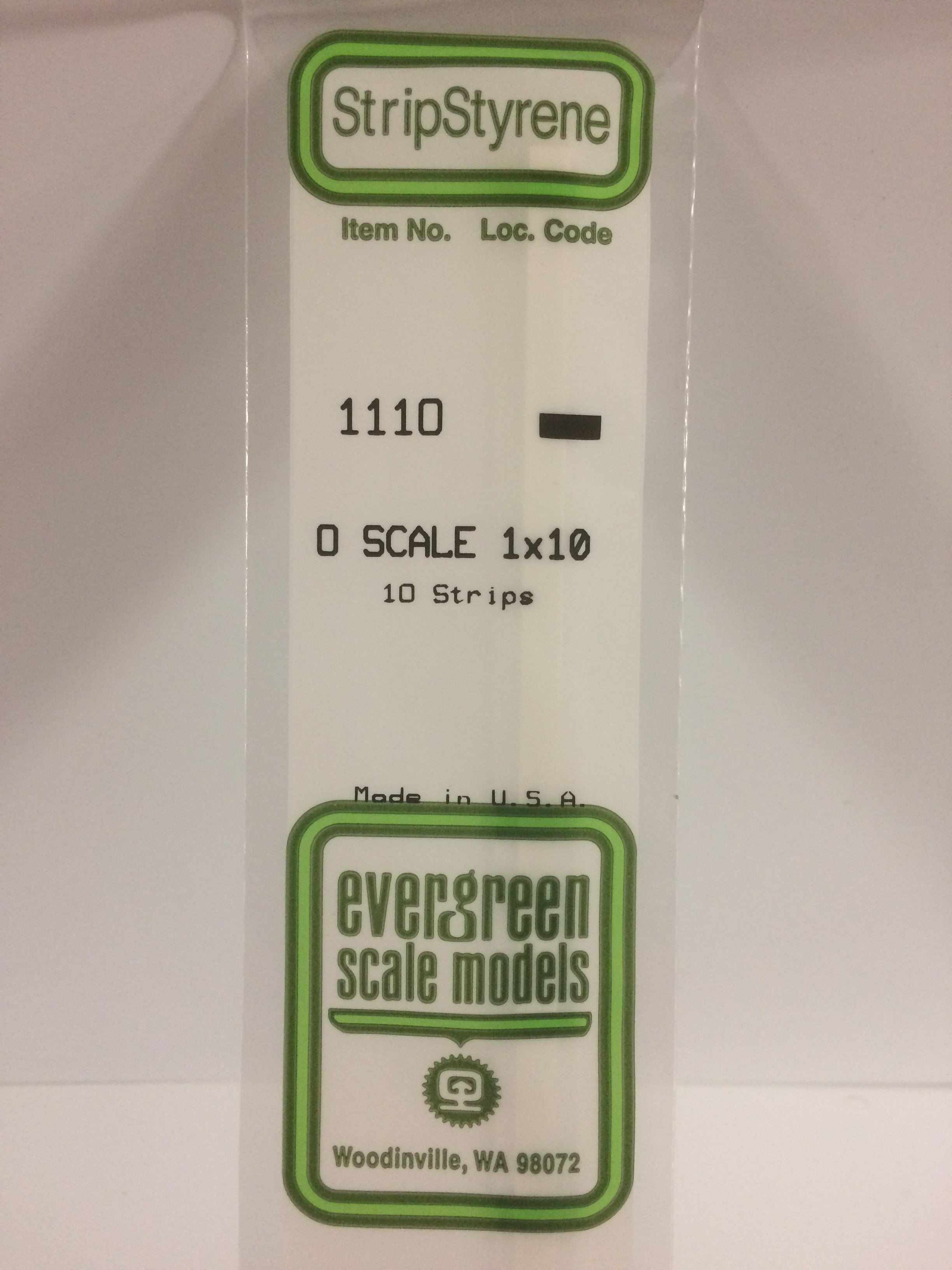 Evergreen 1110 O Scale 1 x 10 Opaque White Polystyrene Strip (10 pcs)
