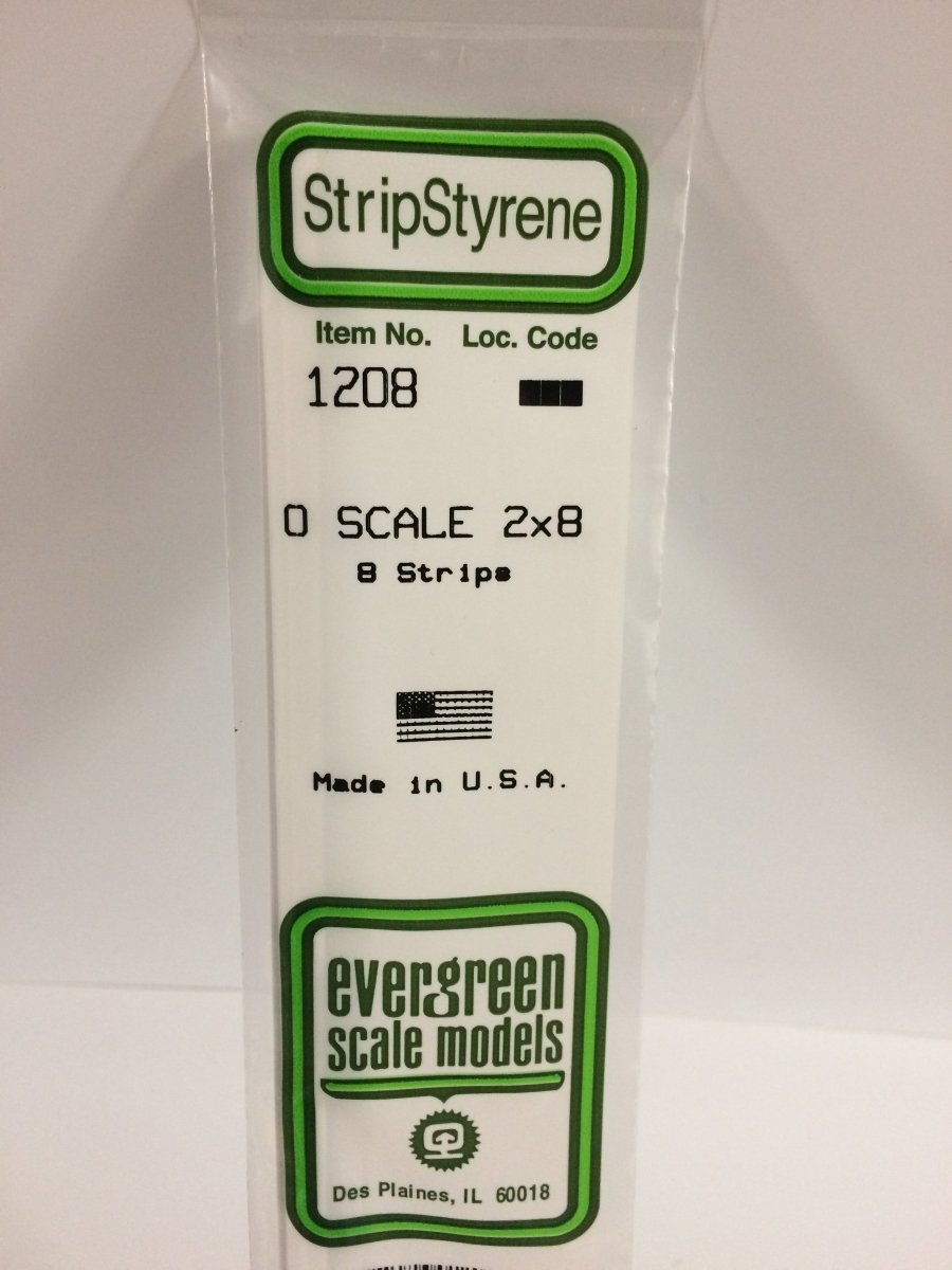 Evergreen 1208 .040" X .166" Opaque White Polystyrene O Scale Strips (2x8) (8 pcs) - Oakville Model Trains Depot