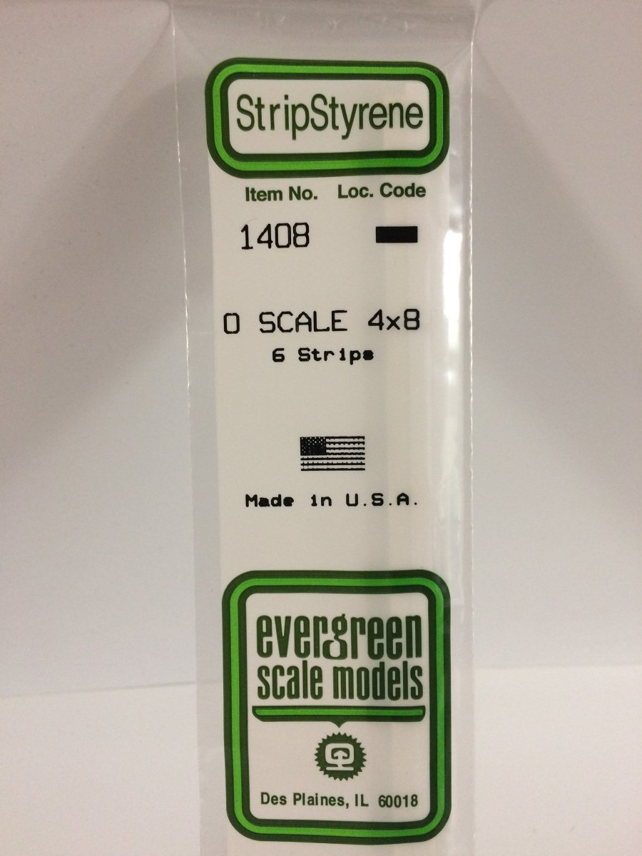 Evergreen 1408 .080" X .166" Opaque White Polystyrene O Scale Strips (4x8) (6 pcs) - Oakville Model Trains Depot