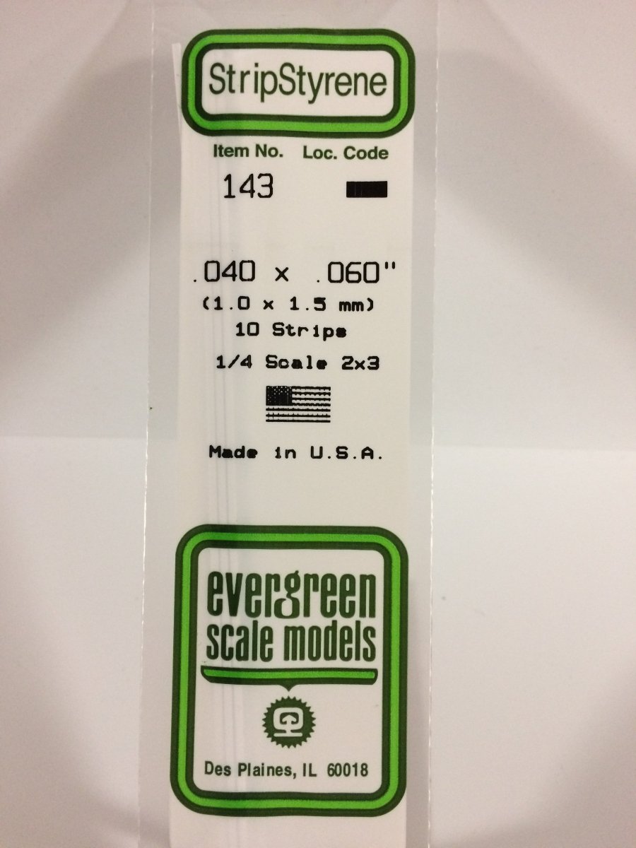 Evergreen 143 .040" X .060" Opaque White Polystyrene Strip (10 pcs) - Oakville Model Trains Depot