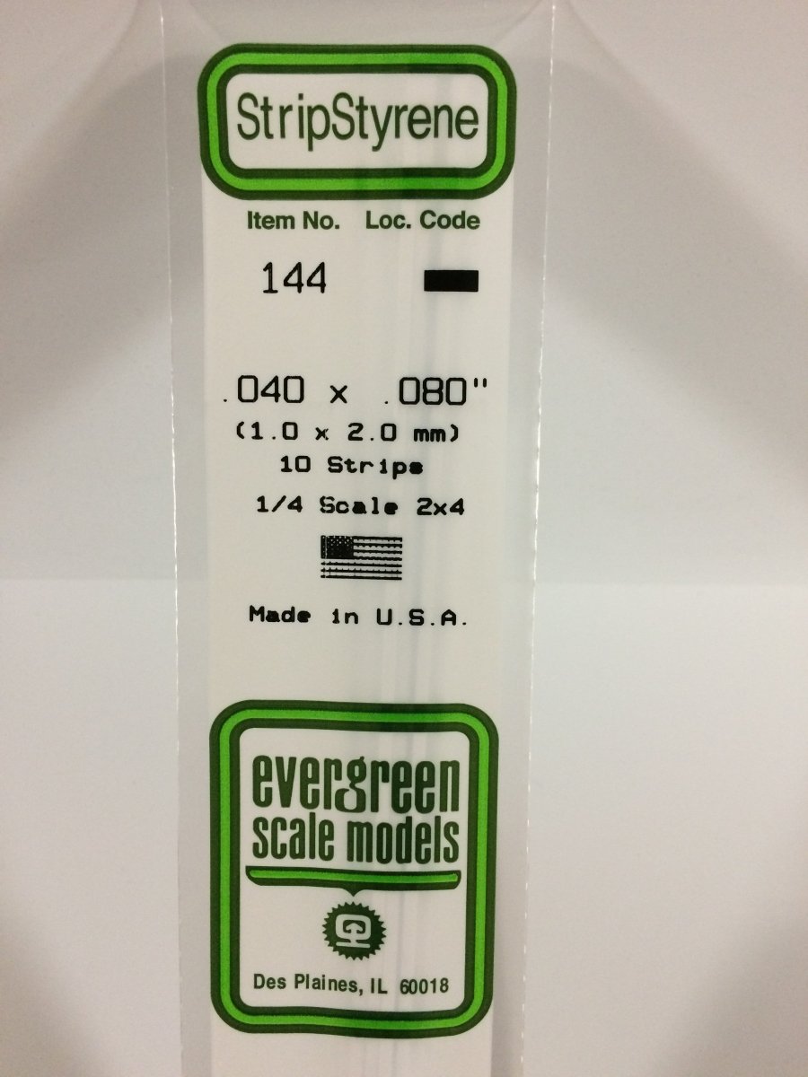 Evergreen 144 .040" X .080" Opaque White Polystyrene Strip (10 pcs) - Oakville Model Trains Depot