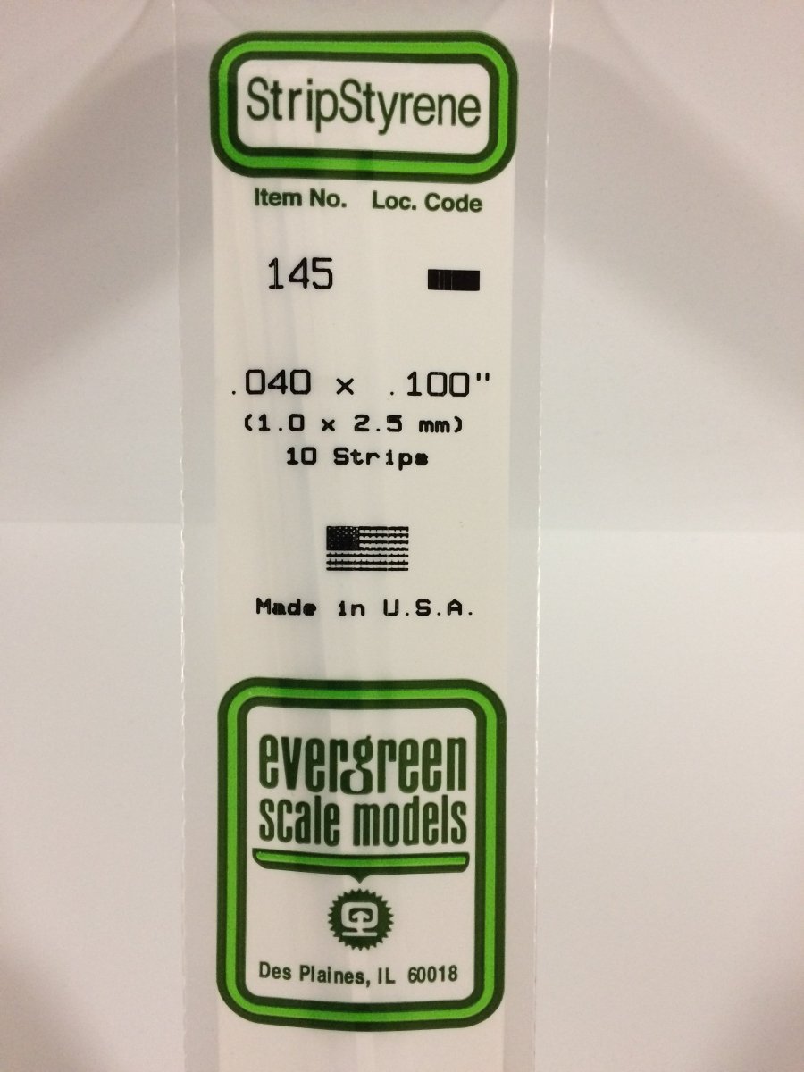 Evergreen 145 .040" X .100" Opaque White Polystyrene Strip (10 pcs) - Oakville Model Trains Depot