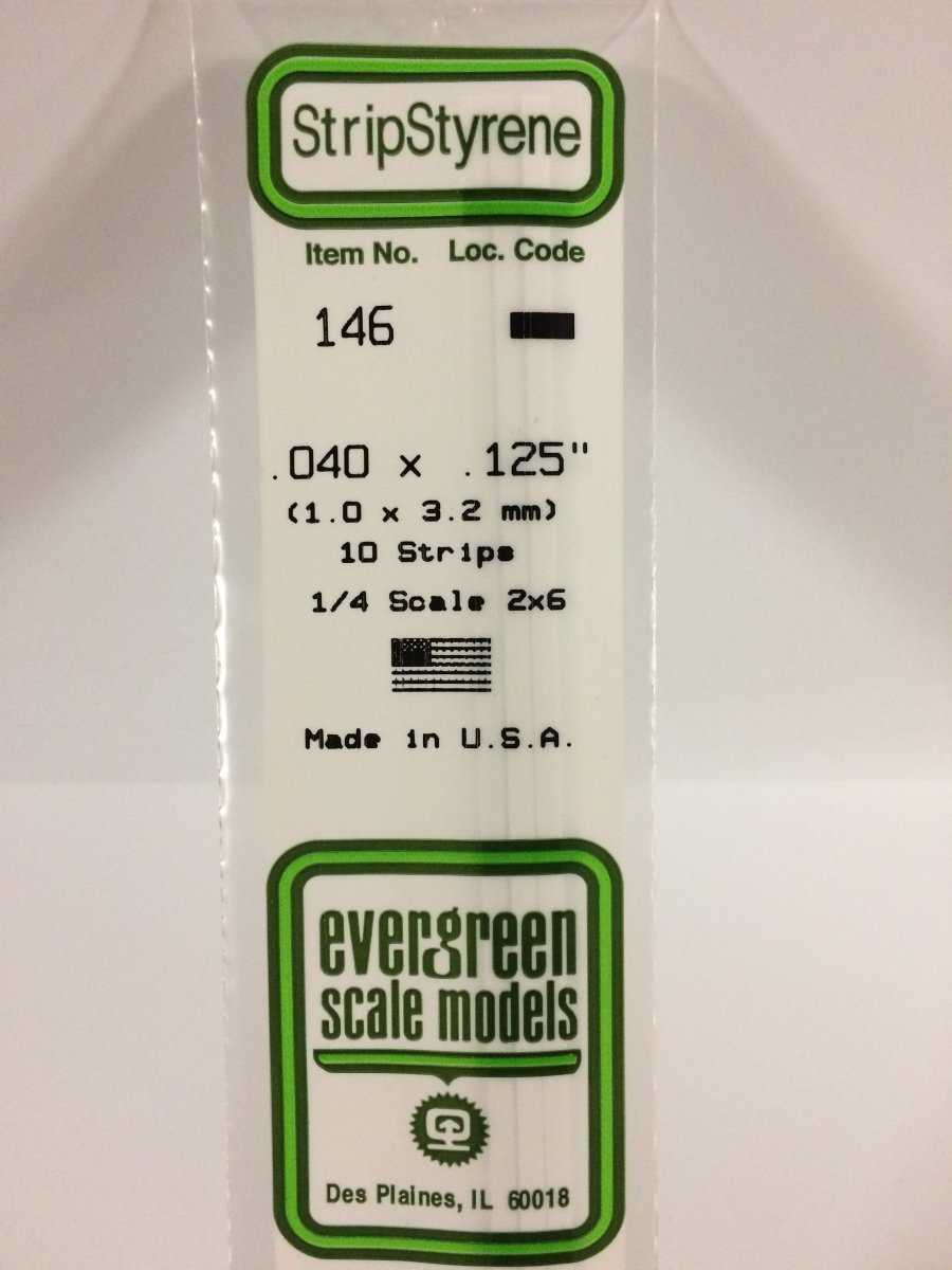 Evergreen 146 .040" X .125" Opaque White Polystyrene Strip (10 pcs) - Oakville Model Trains Depot