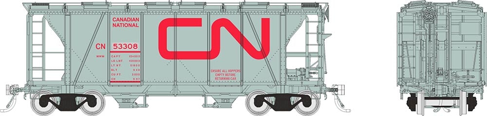 Rapido 149010 HO Enterprise 2-Bay Covered Hopper — CN MOW Grey 3-Pack #1 - Oakville Model Trains Depot