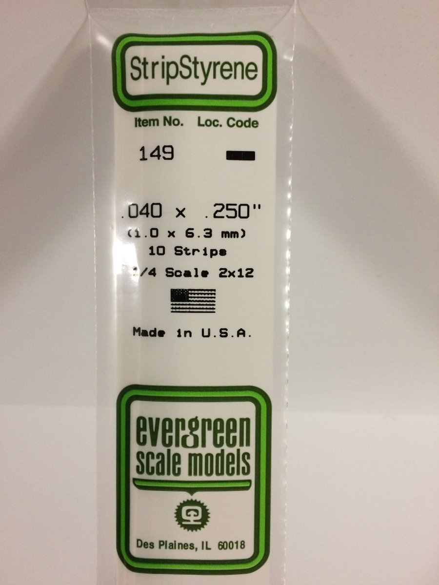Evergreen 149 .040" X .250" Opaque White Polystyrene Strip (10 pcs) - Oakville Model Trains Depot