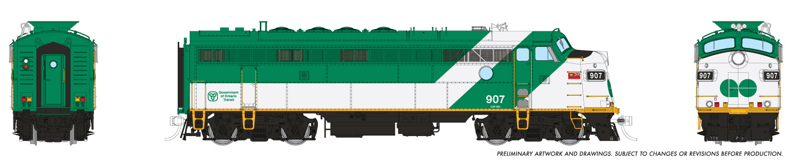 Rapido HO APCU (DC/Silent): GO - Green & White, Late Font: #907
