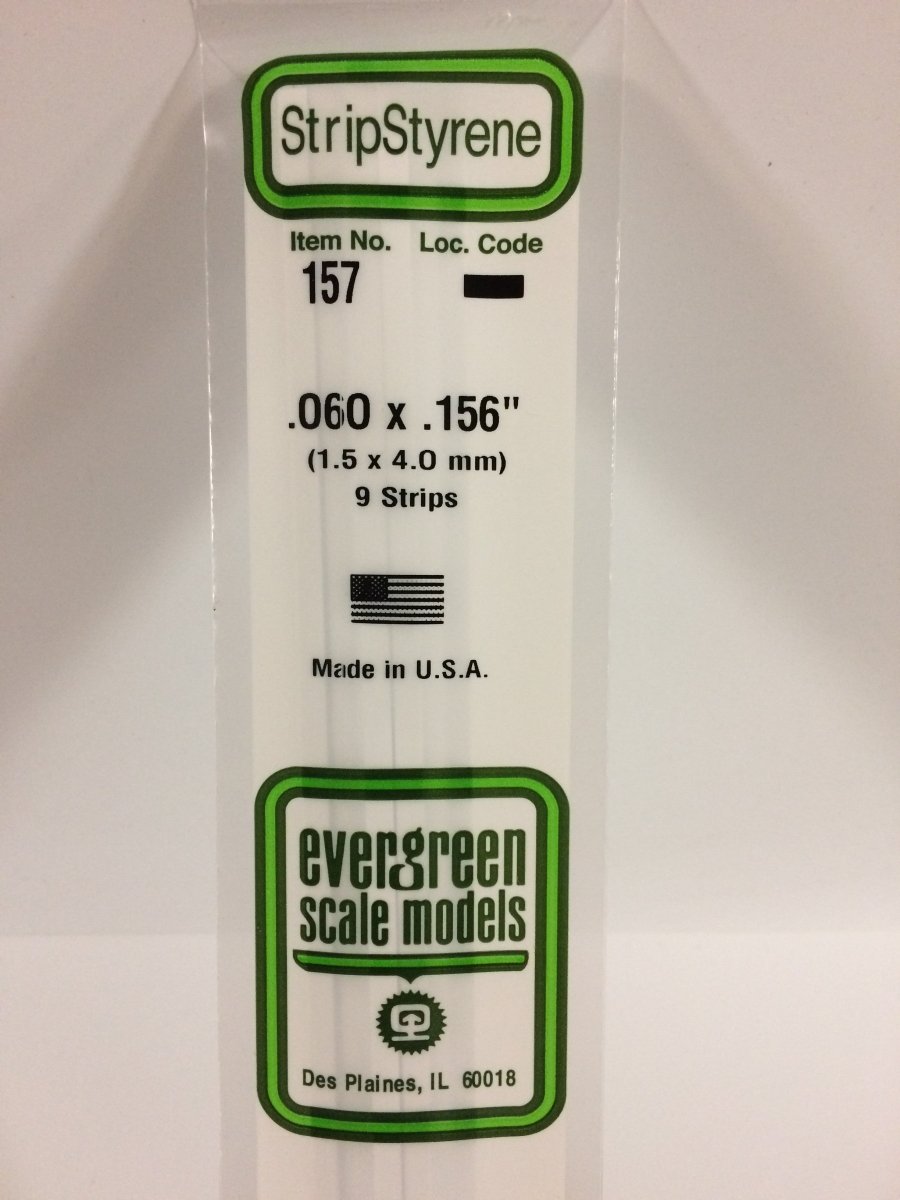 Evergreen 157 .060" X .156" Opaque White Polystyrene Strip (9 pcs) - Oakville Model Trains Depot