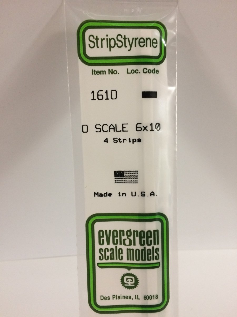 Evergreen 1610 .125" X .208" Opaque White Polystyrene O Scale Strips (6x10) (4 pcs) - Oakville Model Trains Depot