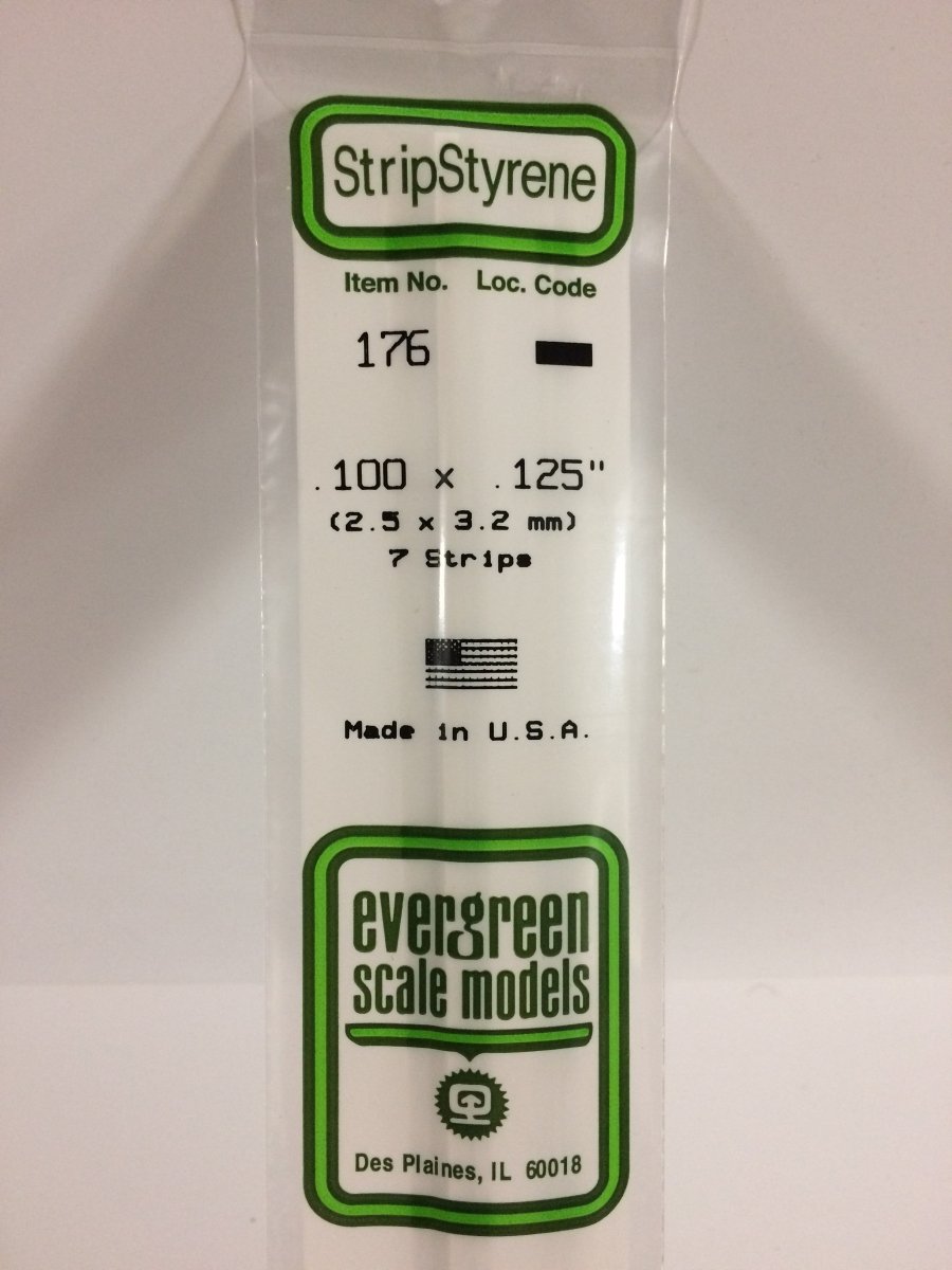 Evergreen 176 .100" X .125" Opaque White Polystyrene Strip (7 pcs) - Oakville Model Trains Depot