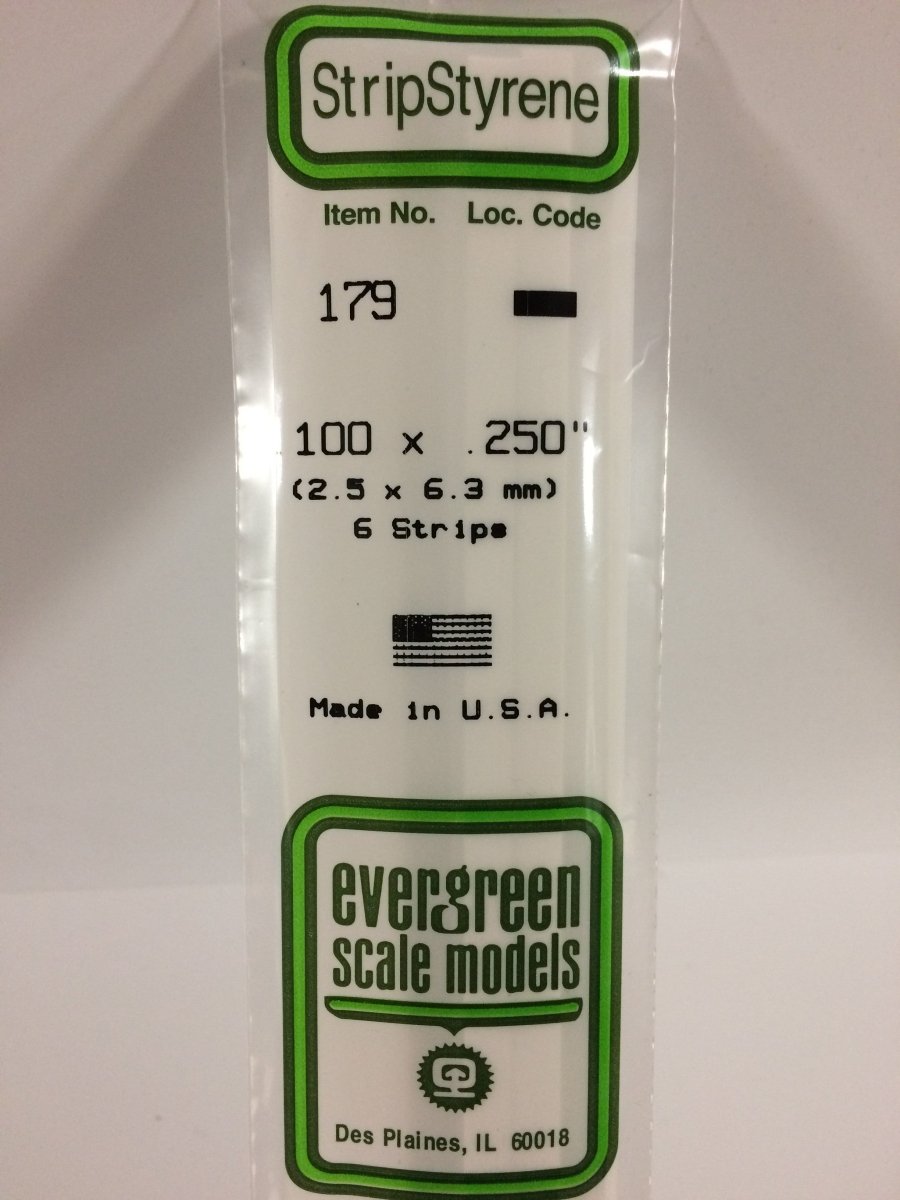 Evergreen 179 .100" X .250" Opaque White Polystyrene Strip (6 pcs) - Oakville Model Trains Depot