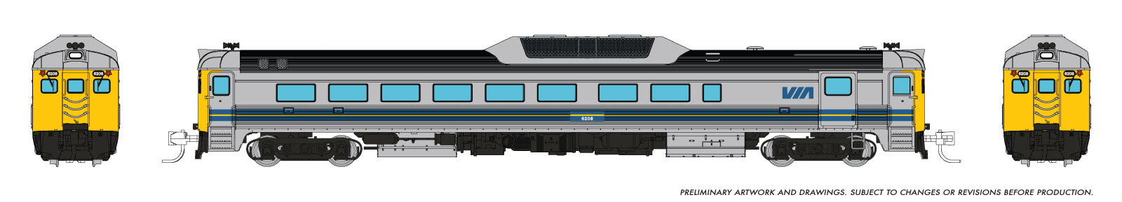 Rapido N Budd RDC-2 (Ph 2) (DC/Silent): VIA Rail - Early: #6208