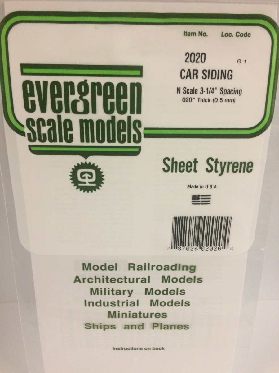 Evergreen 2020 .020" Opaque White Polystyrene N Scale Freight Car Siding - Oakville Model Trains Depot