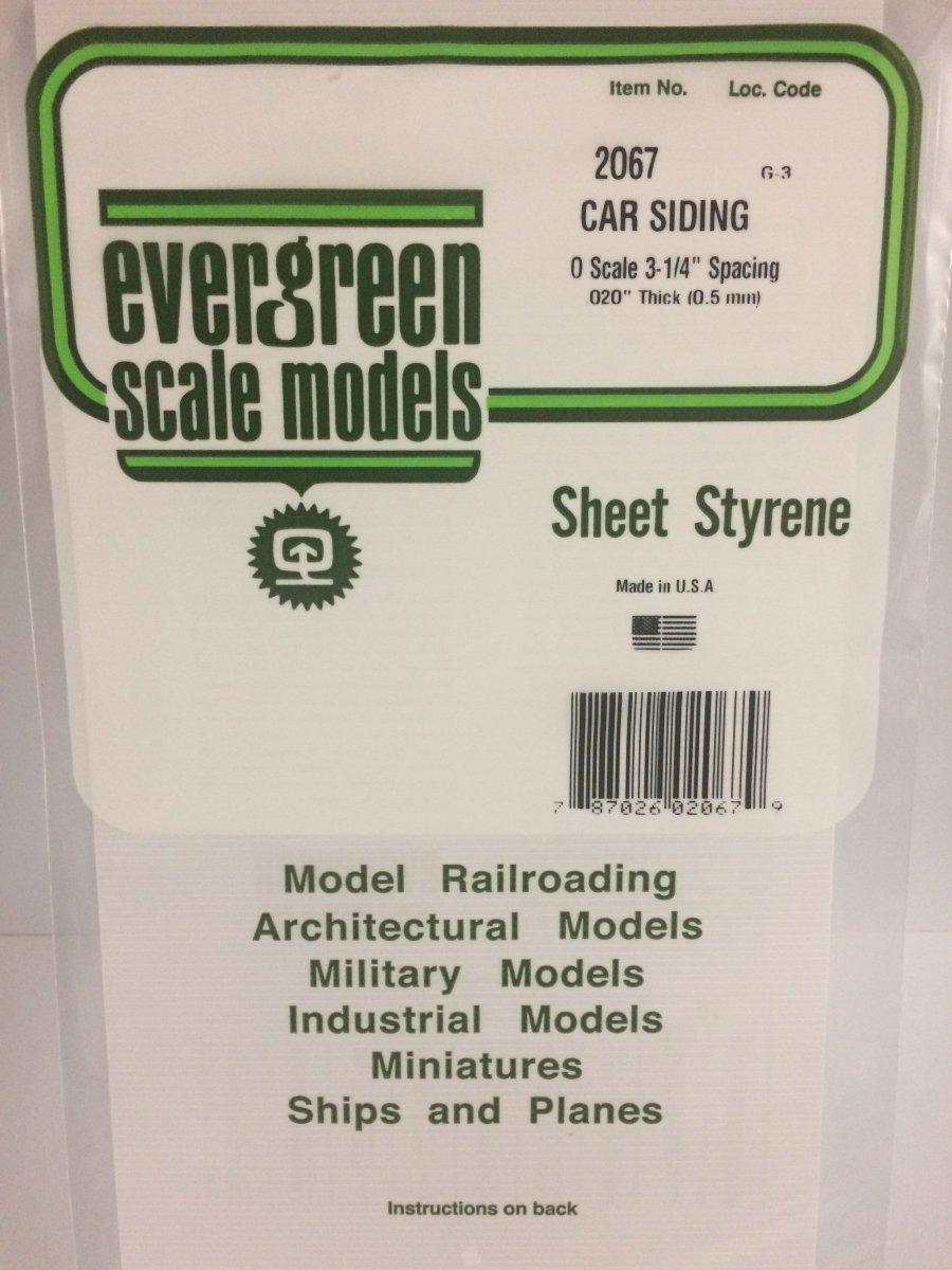 Evergreen 2067 .067" Opaque White Polystyrene O Scale Freight Car Siding - Oakville Model Trains Depot