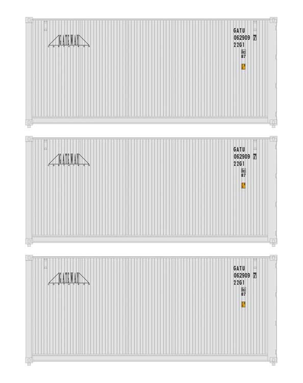 Walthers SceneMaster 18051 HO Scale 20' Fully Corrugated Container 3-Pack Gateway
