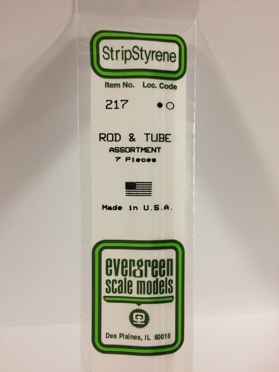 Evergreen 217 Opaque White Polystryene Rod And Tube Assortment (7 pcs) - Oakville Model Trains Depot