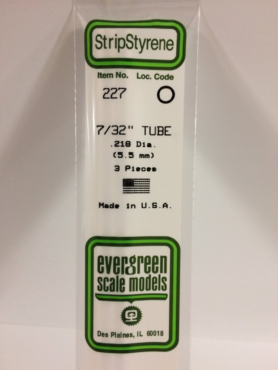 Evergreen 227 .219" (5.5mm) OD Opaque White Polystyrene Tubing (3 pcs) - Oakville Model Trains Depot