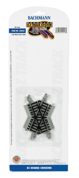 Bachmann 44543 HO Scale EZ-Track Nickel Silver 45 Degree Crossing