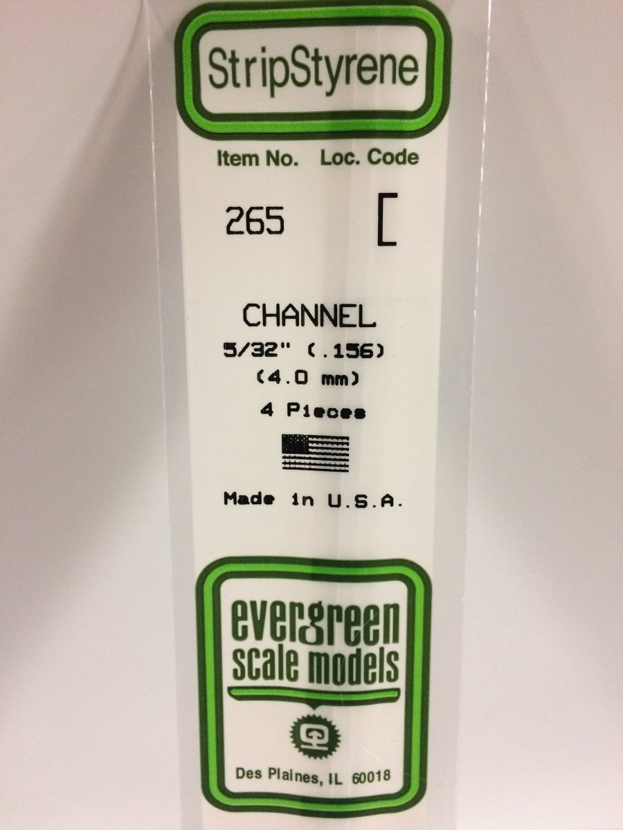 Evergreen 265 .156" (3.2mm) Opaque White Polystyrene Channel (4 pcs) - Oakville Model Trains Depot