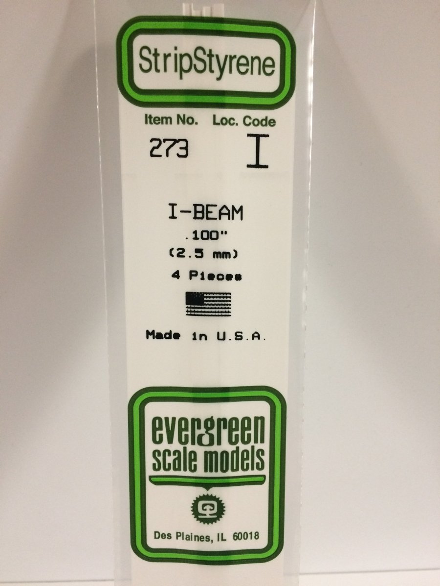 Evergreen 273 100" (2.5mm) Opaque White Polystyrene I - Beam (4 pcs) - Oakville Model Trains Depot