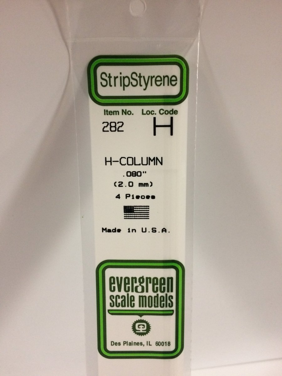 Evergreen 282 .080" (2.0mm) Opaque White Polystyrene H - Column (4 pcs) - Oakville Model Trains Depot