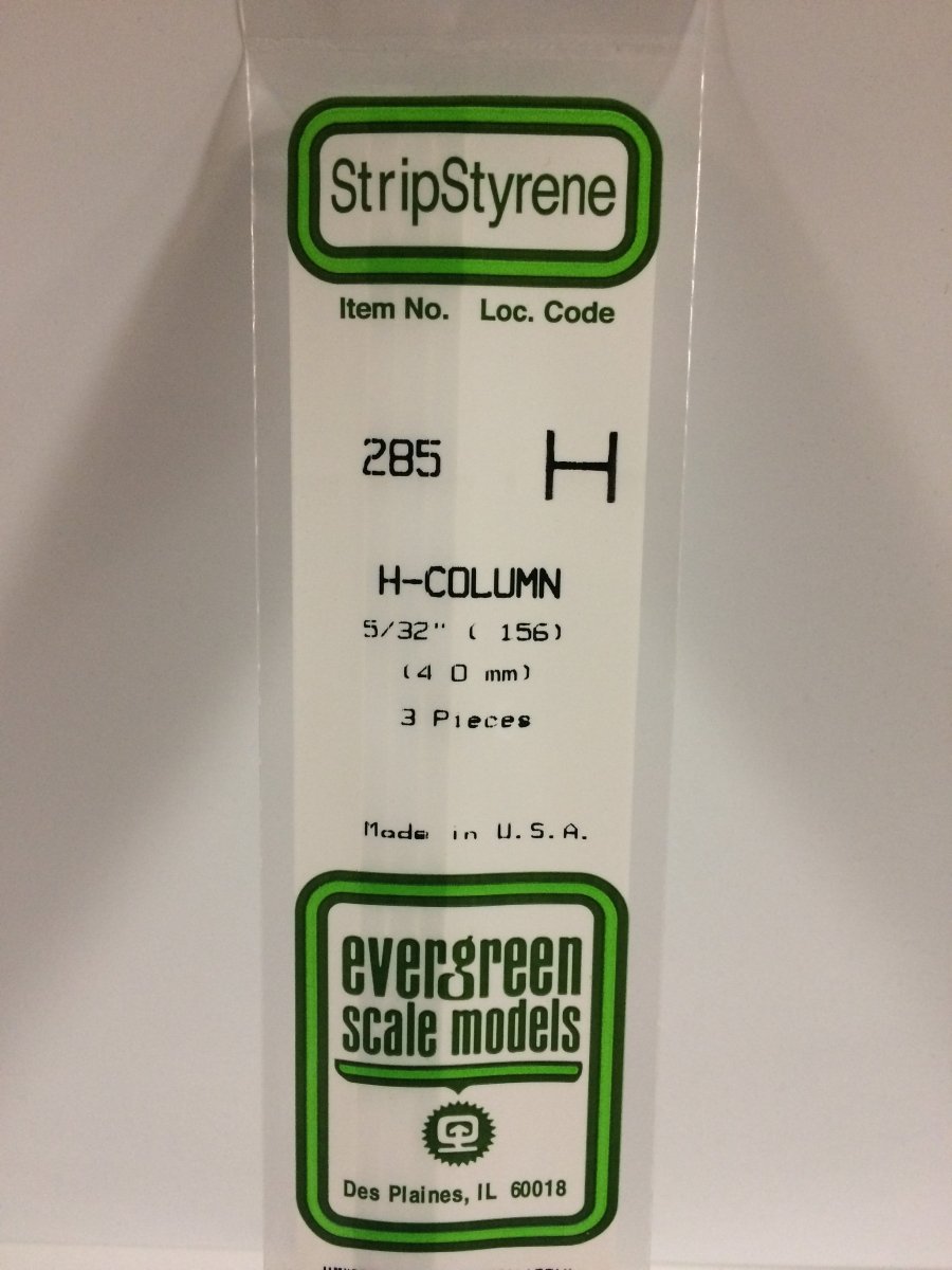 Evergreen 285 .156" (4.0mm) Opaque White Polystyrene H - Column (3 pcs) - Oakville Model Trains Depot