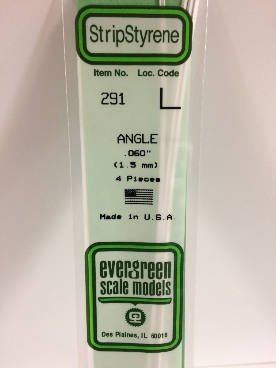 Evergreen 291 .060" (1.5mm) Opaque White Polystyrene Angle (4 pcs) - Oakville Model Trains Depot