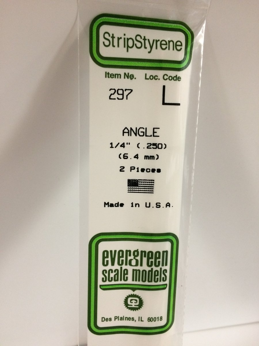 Evergreen 297 .250" (6.3mm) Opaque White Polystyrene Angle (2 pcs) - Oakville Model Trains Depot