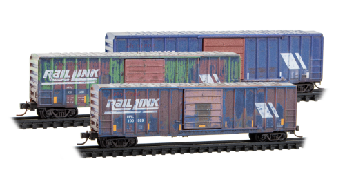 Micro-Trains 983 105 108 N scale Montana Rail Link Weathered 3-Pack 50' Single Door Rib Side Box Car