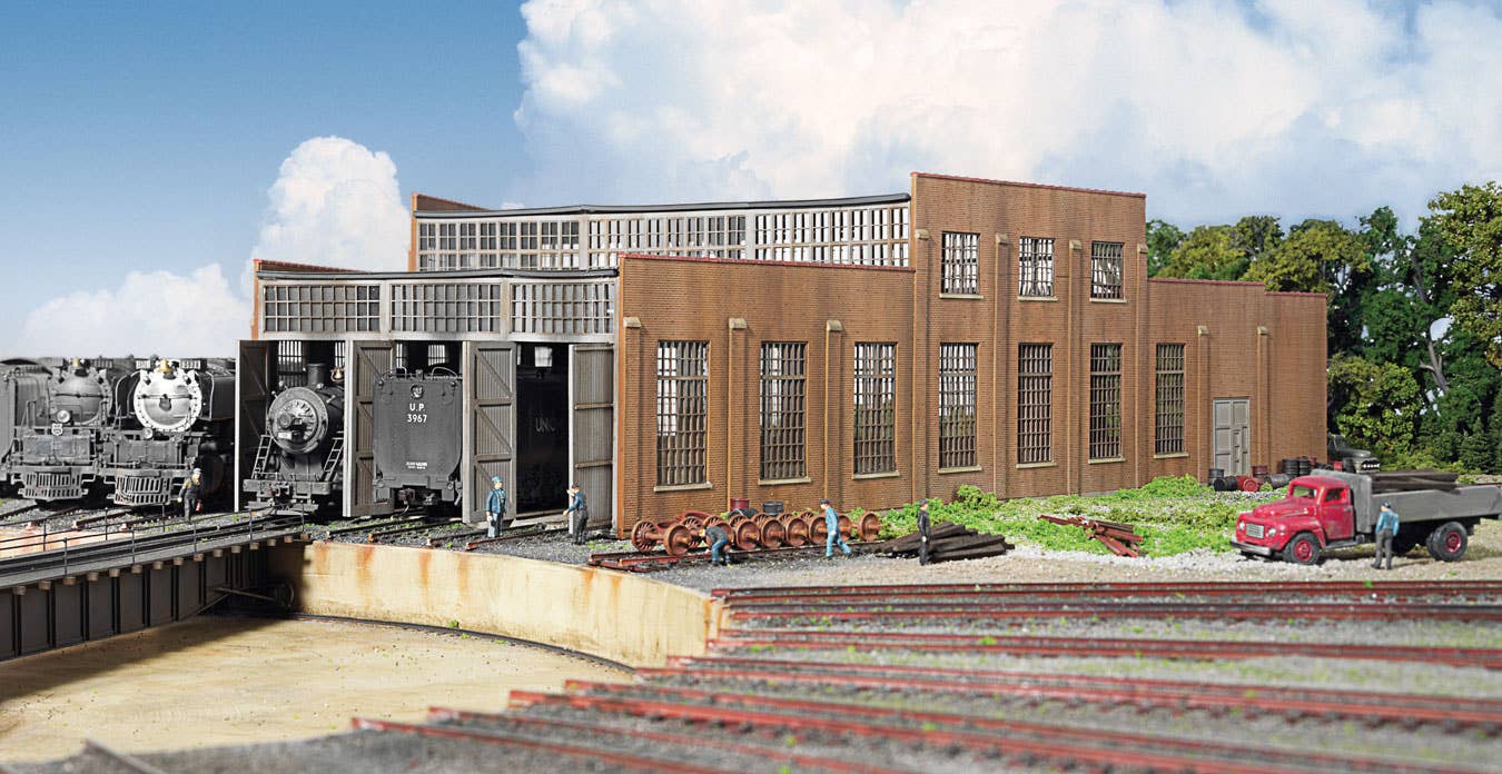 Walthers Cornerstone 2901 HO Scale 3-Stall Modern Roundhouse Addition - Kit - 16 x 20-1/8 x 5-1/2" 40.6 x 51.1 x 14cm