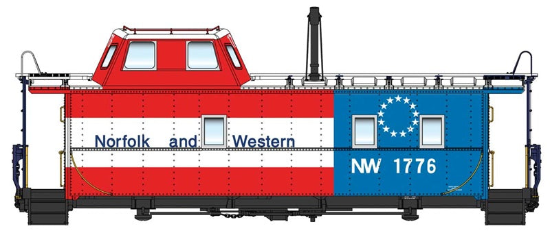 Walthers Proto 103609 HO Scale Wabash Streamlined Caboose, Norfolk & Western #1776 Bicentennial