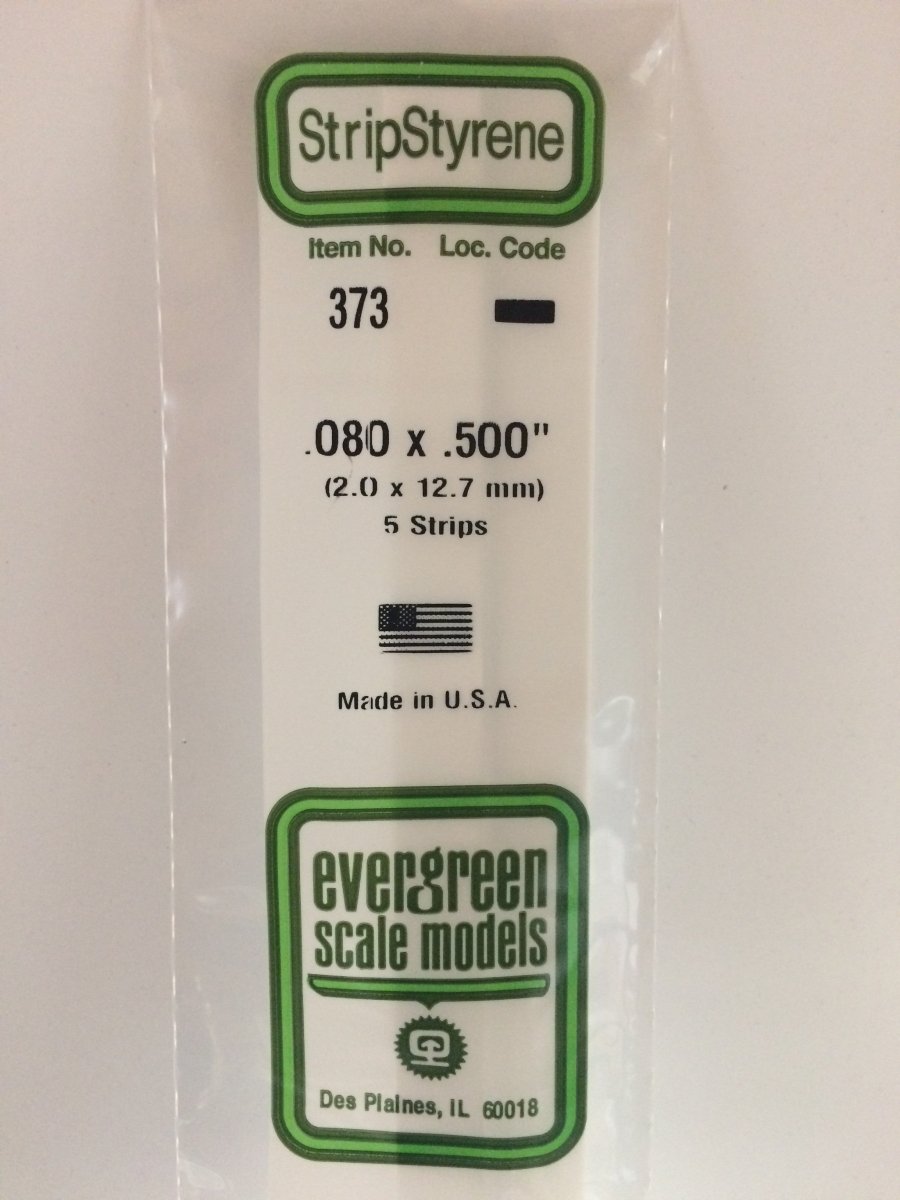 Evergreen 373 .080" X .500" X 24" Opaque White Polystyrene Strip - Oakville Model Trains Depot
