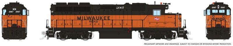 Rapido HO EMD GP40 Milwaukee Road #2067 Billboard