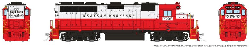 Rapido HO EMD GP40 Western Maryland #3795 Circus