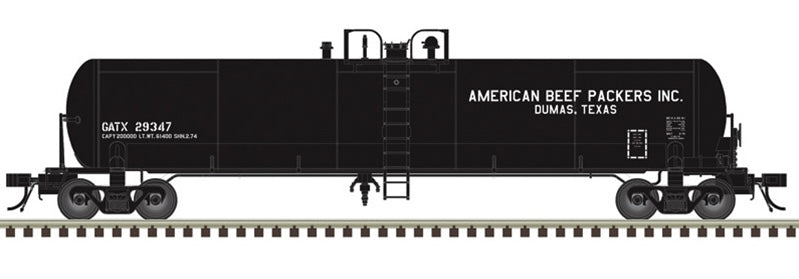 Atlas HO 20,700-gallon tank car American Beef Packers GATX 29347