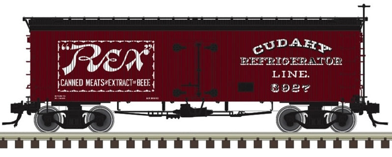 Atlas HO 36 foot wood reefer Cudahy Rex script 3927
