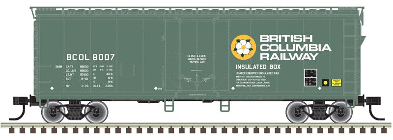 Atlas Trainman HO 40ft plug door box car British Columbia Railway 8007