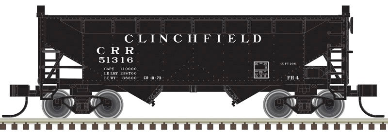 Atlas Trainman HO 2-Bay Offset Side Hopper — Clinchfield #51421