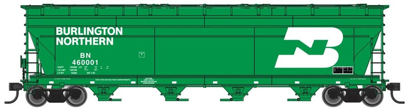 Walthers Mainline 49226 HO Scale ACF 5250 4-Bay Centerflow Covered Hopper, Burlington Northern #460001