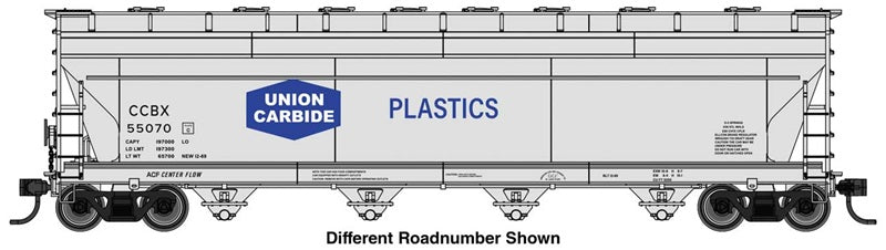 Walthers Mainline 49234 HO Scale ACF 5250 4-Bay Centerflow Covered Hopper, Union Carbide CCBX #55327