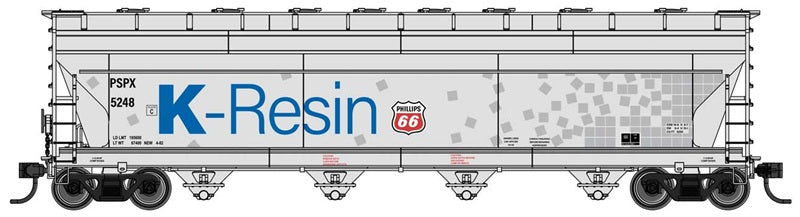 Walthers Mainline 49238 HO Scale ACF 5250 4-Bay Centerflow Covered Hopper, Phillips 66 PSPX #5248