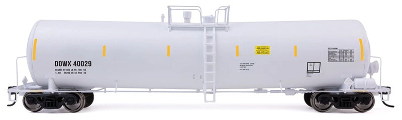 Walthers Proto HO 54' 23,000-Gallon Funnel-Flow Tank Car, Dow Chemical DOWX #40029