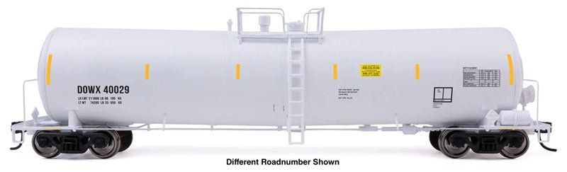 Walthers Proto HO 54' 23,000-Gallon Funnel-Flow Tank Car, Dow Chemical DOWX #40096