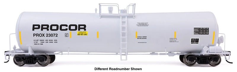 Walthers Proto HO 54' 23,000-Gallon Funnel-Flow Tank Car, Procor PROX #23090 white scheme