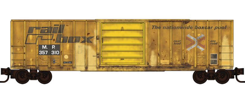 Micro-Trains 025 144 447 N scale Weathered Railbox (MP) 50' Single Door Rib Side Box Car