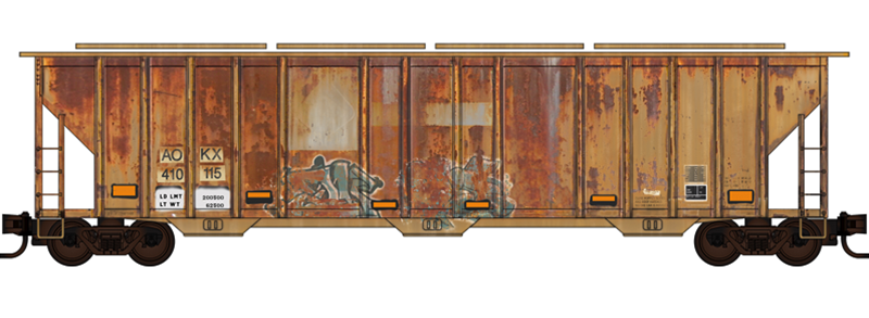 Micro-Trains 099 144 430 N scale Weathered Greenbrier Management Evans 3-Bay Covered Hopper