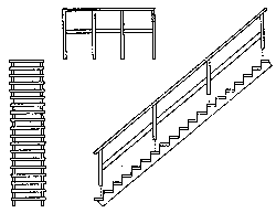 Grandt Line 5177 HO Scale 39-Degree Wooden Staircase with Open Risers and Landing - pkg(1 set)